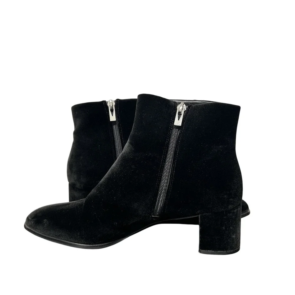 Via Spiga Shoes Booties Black Zip Up Ankle Boot Velvet Block Heel Women's Size 9